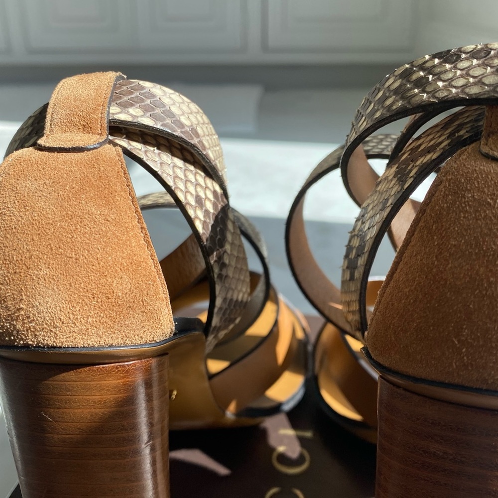 Gucci Python Ankle Wrap Heel Sandal - image 8